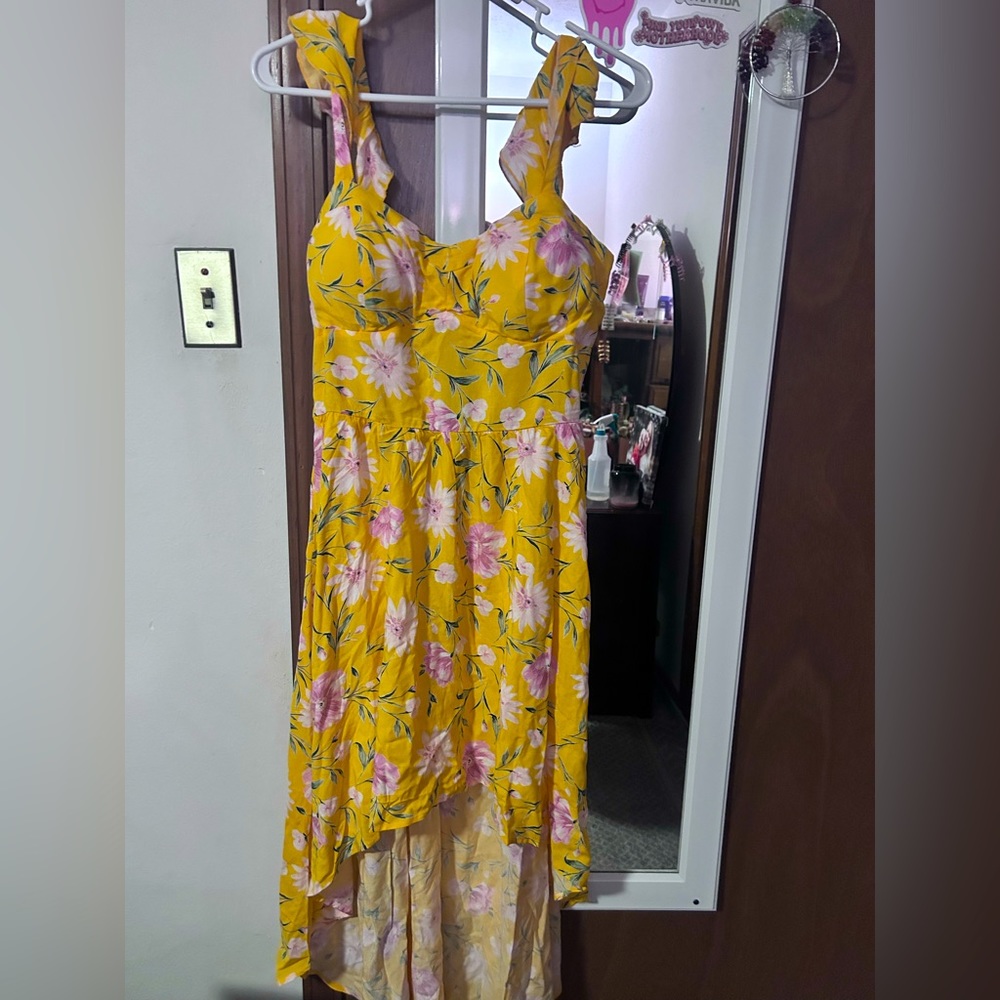 As U Wish womens yellow floral large dress NWT